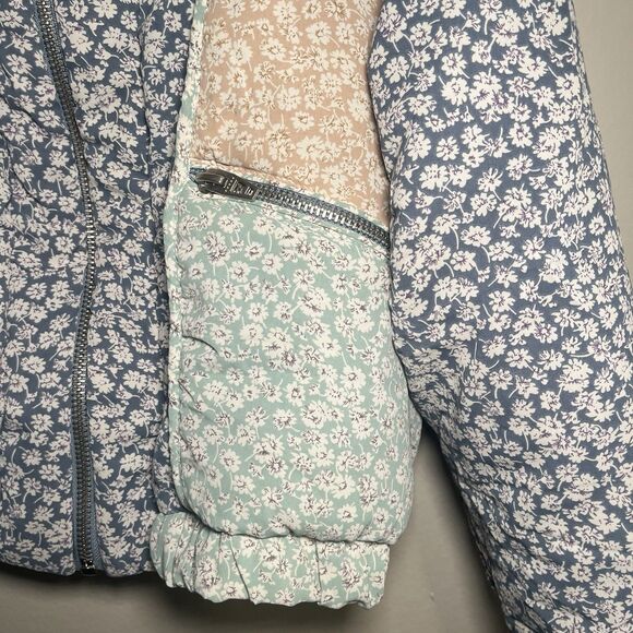 Blank NYC Summer Romance Quilted Floral Jacket Full Zip Blue Pink Women M - Picture 4 of 8